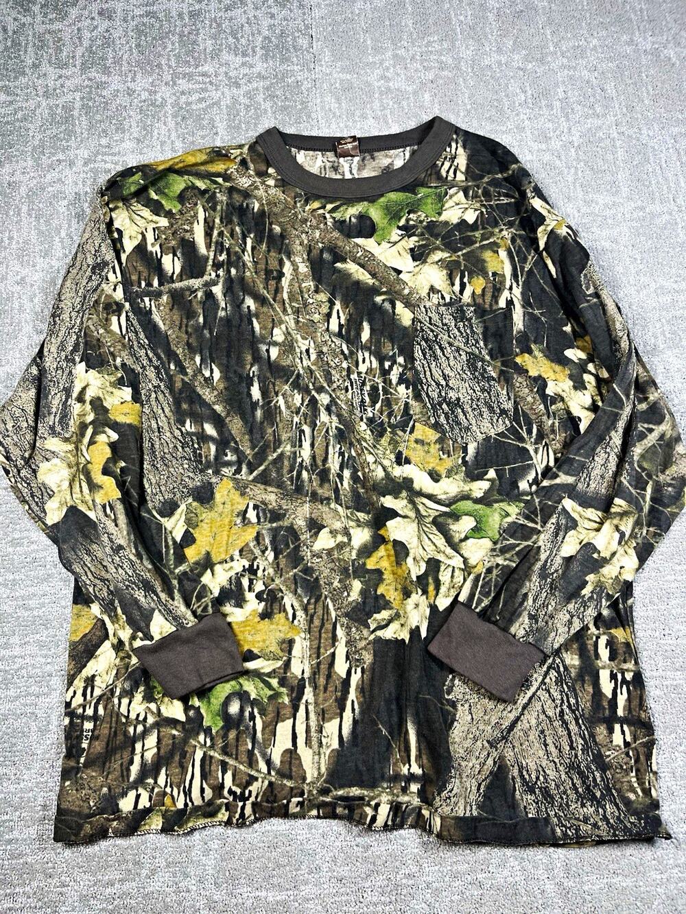 Ranger Vintage 2XL Camouflage Long Sleeve Pocket Cotton T-Shirt Y2K